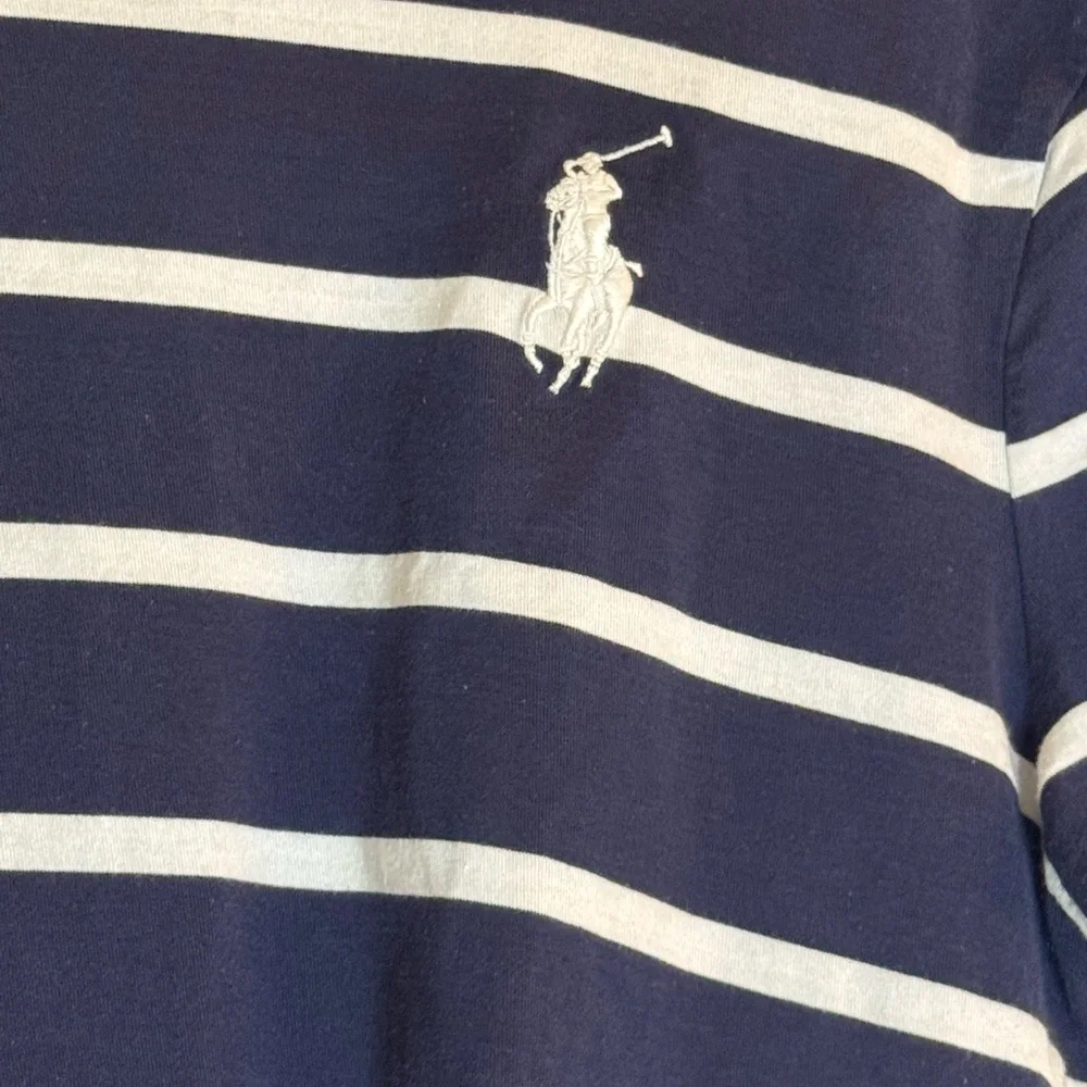 Polo Ralph Lauren Striped T Shirt USA Made‎ Olympic Men L Navy White